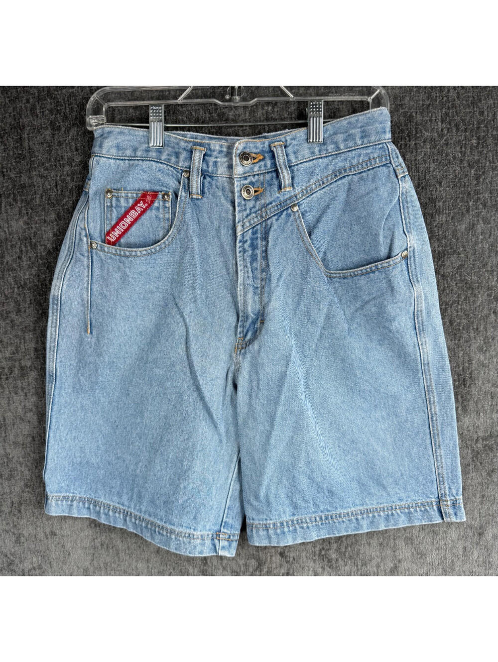 Vintage Unionbay Denim Shorts Womens 11 High Waisted Yoke Light Wash Mom Shorts